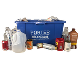 Porter Waste Solutions provides this blue bin for your plastic, aluminum cans, and tin cans recycling.